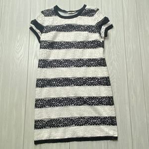 Solitaire Women's Black & White Striped Floral Lace Mini Dress Size Medium
